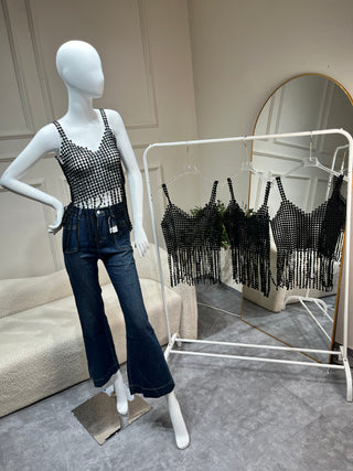 Esme Black Chainmail Crop Top