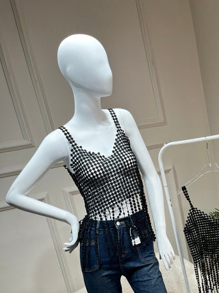 Esme Black Chainmail Crop Top