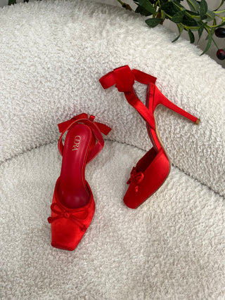 Natalie Satin Ballet-Style Heels - Red (PLEASE READ THE DESCRIPTION ‼️)
