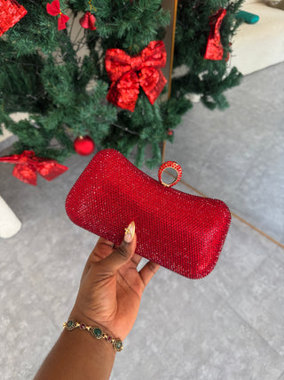 Bryn Red Crystal-Embellished Clutch