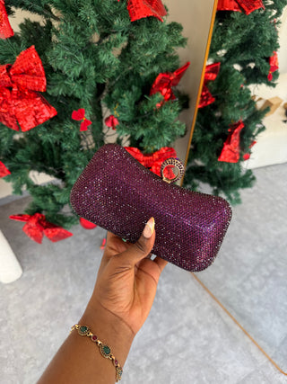 Bryn Purple Crystal-Embellished Clutch