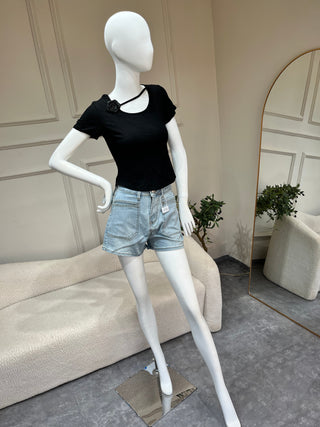 Floral Basic Top - Black