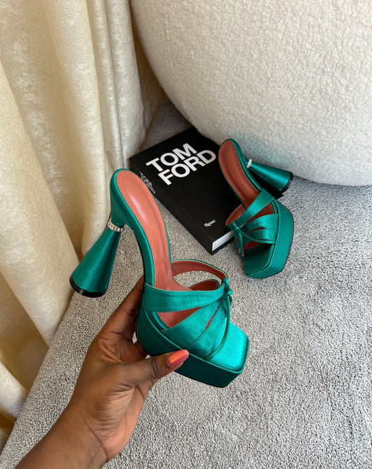 Nadia green platform mules