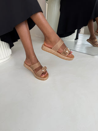 Jaslyn Double Strapped Platform Slipper - Nude