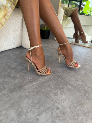 Josie Gold Ankle Strap Heels