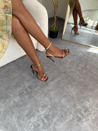 Adeline Grey Ankle Strap Heels