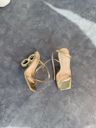Helena Gold Ankle Strap Heels