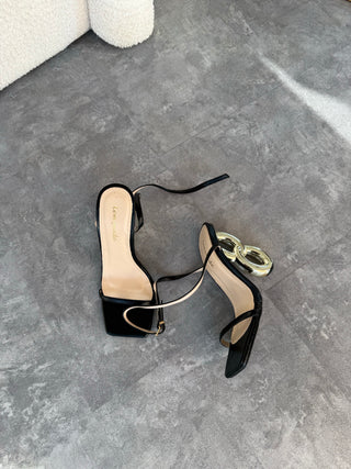 Helena Black Ankle Strap Heels