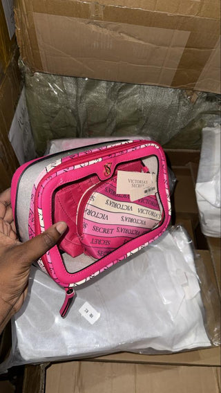 V Secret Pink 3-Piece Travel Trio Makeup Bag