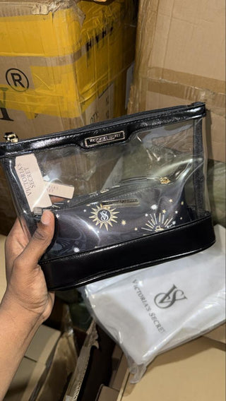 V Secret Clear & Black Make up Bag