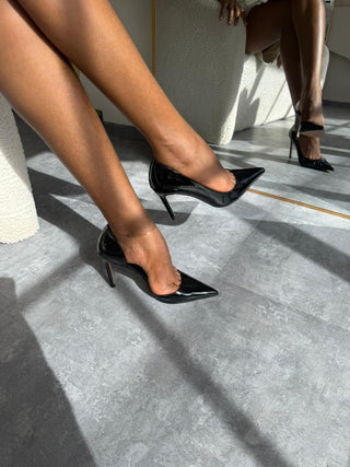 Winnie Black Patent Pumps