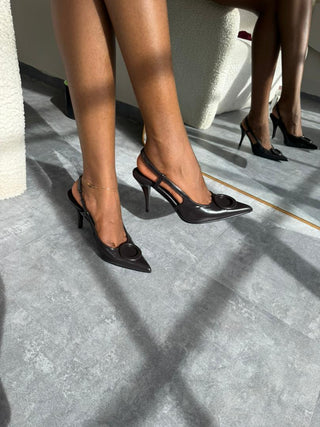 Elle K Black Sling back Heels