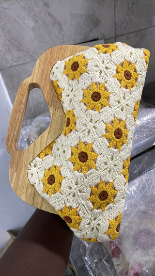 Daisy Yellow Crochet Clutch