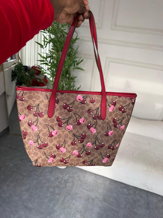 Odelia Cherry Print Coach City Tote Bag