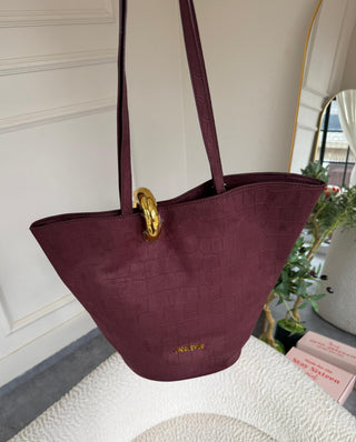 Frederica Suede Asymmetric Handbag - Maroon