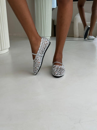 Catalina Woven Ballet Flats - Silver