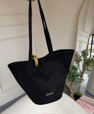 Frederica Suede Asymmetric Handbag - Black