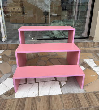 Rose pink three step shelve unit