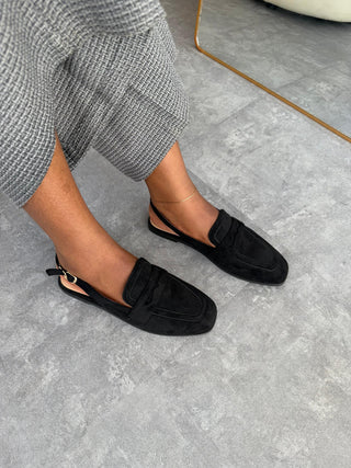 Aubrey Black Flat Halfshoe Sling