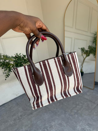 Yarrow Beige & Brown Striped Mini Handbag