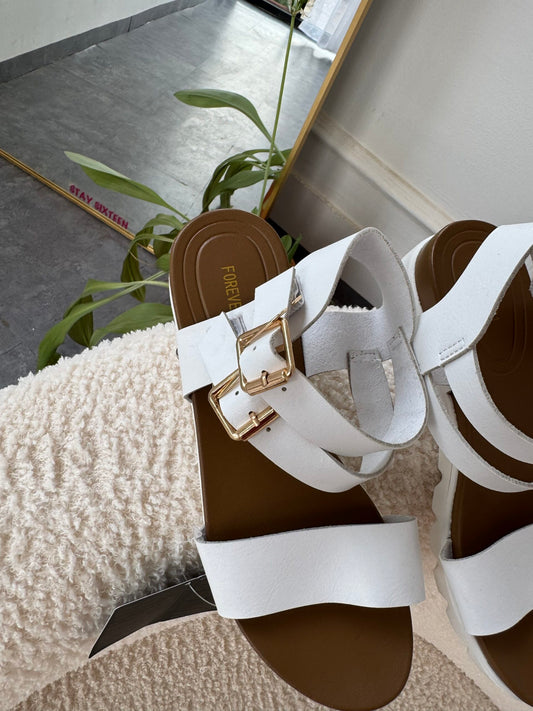 Isabella White Platform Sandals