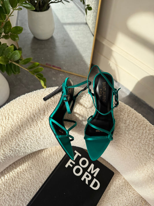Rita Green Ankle Strap Heels