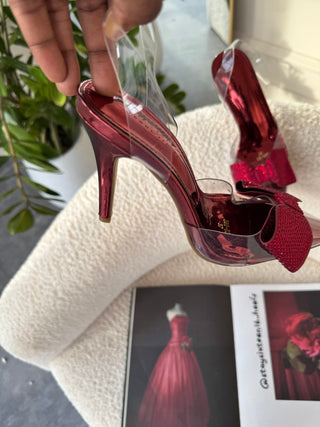 June Burgundy Sling back Wedding Heels