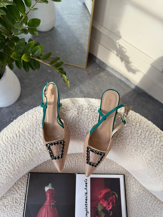 Marissa Green Strap Embellished Pointed Heels – Statement Occasion Shoes