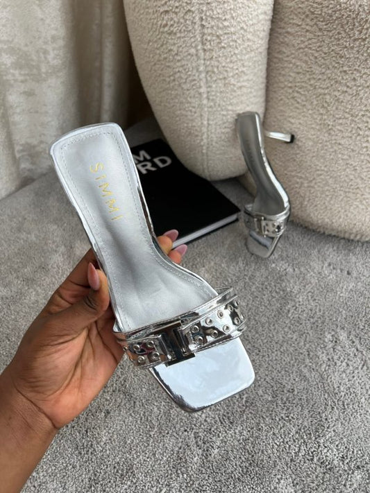 Kayla Silver buckle design mules