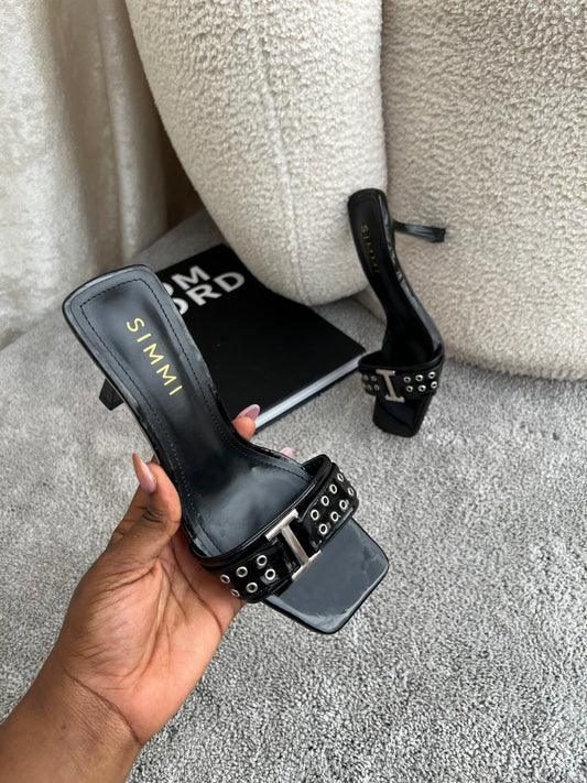 Kayla Black  buckle design mules