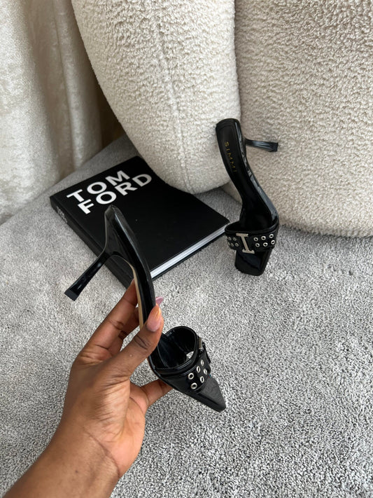 Kayla Black  buckle design mules