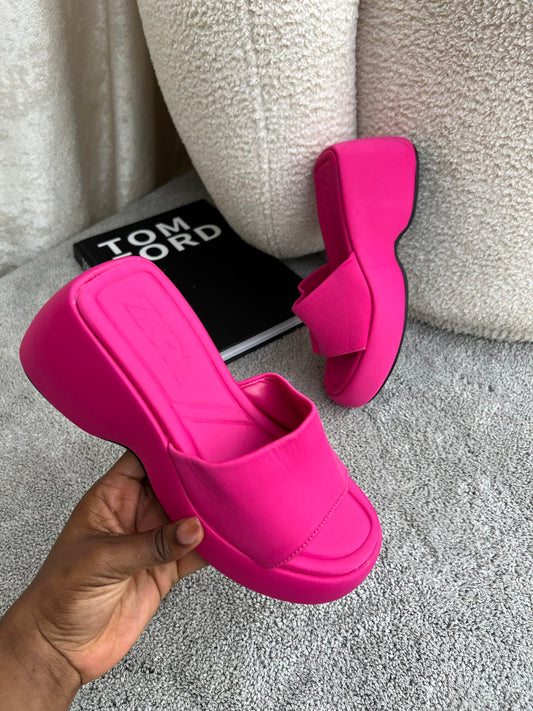 Celine Pink Platform Mules