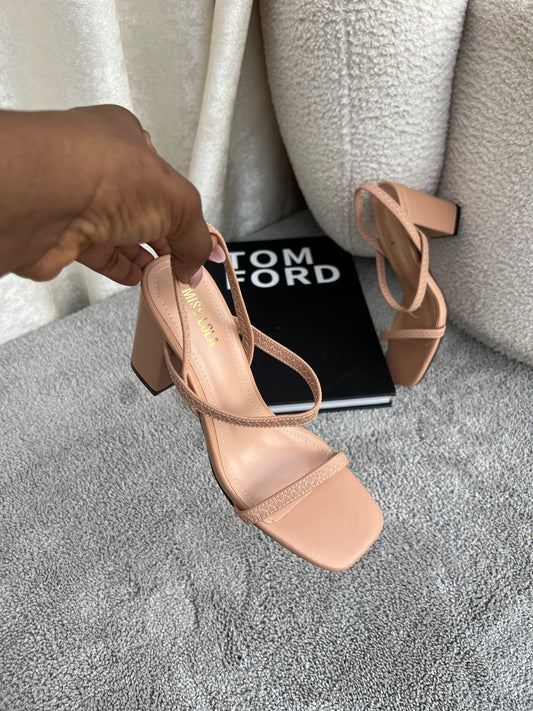 Emerie Sling Back Block Heel - Nude