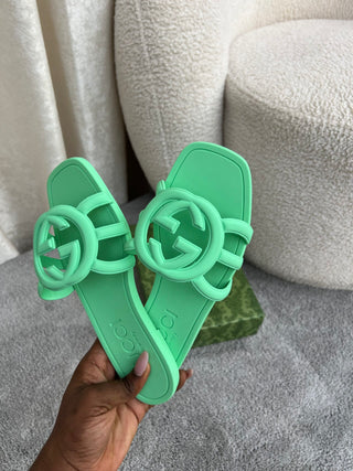 Luna Green Jelly Slides