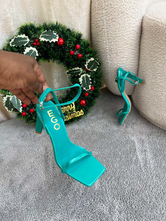 Sante Green Ankle strap Block Heels