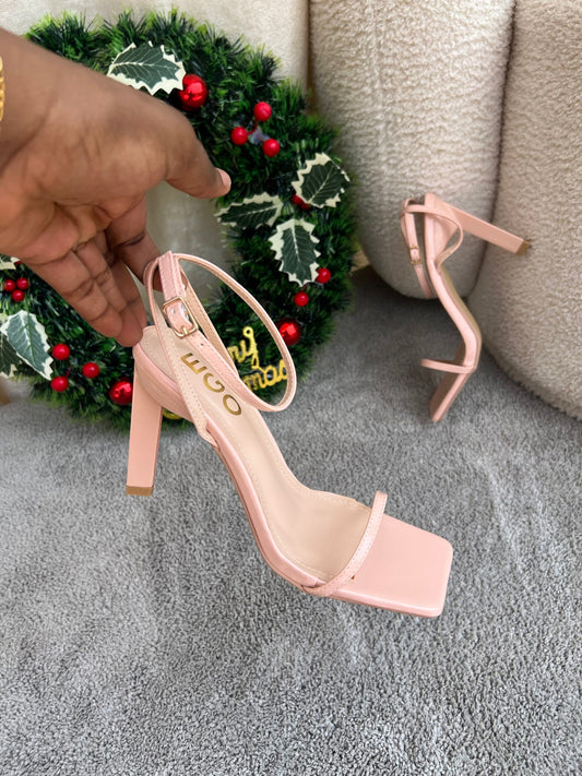 Sante Beige Ankle Strap Block Heels