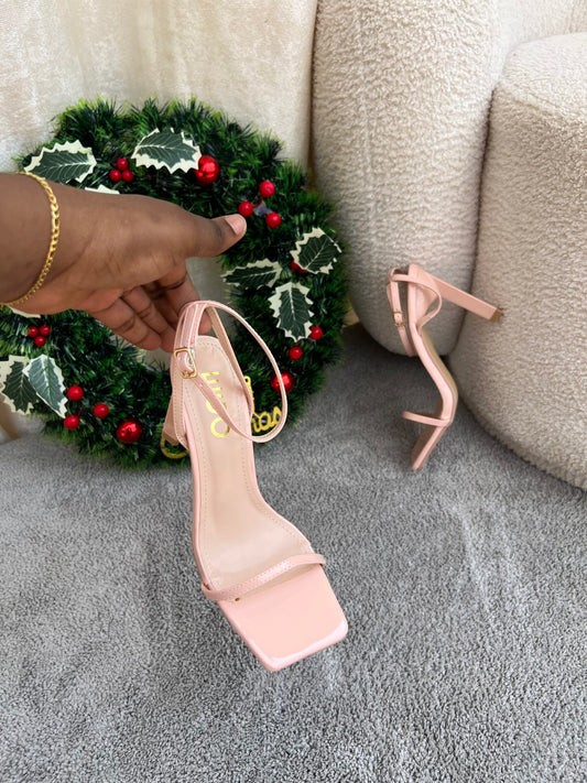 Sante Beige Ankle Strap Block Heels