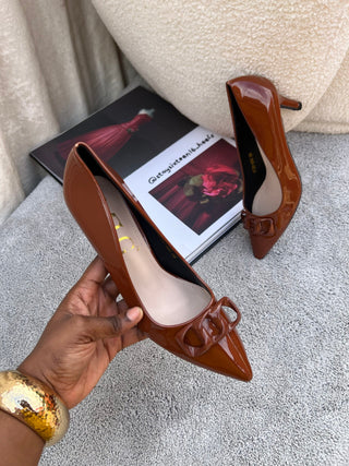 Lateefah brown midlength court shoes