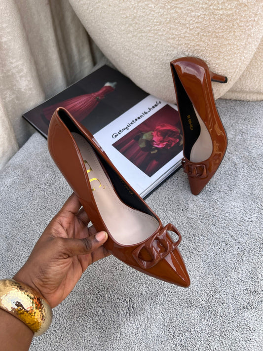 Lateefah brown midlength court shoes