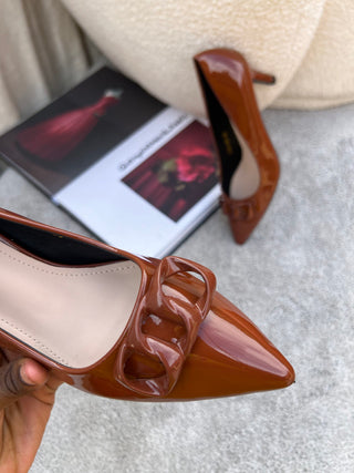 Lateefah brown midlength court shoes