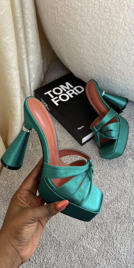 Nadia green platform mules