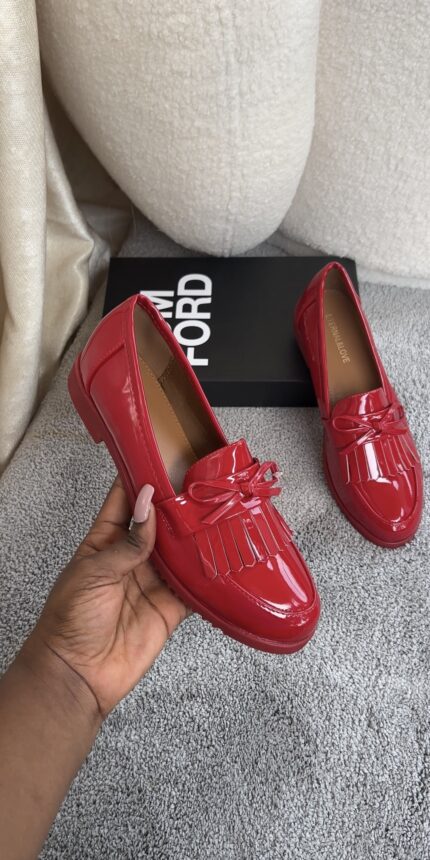 Freda red patent loafers